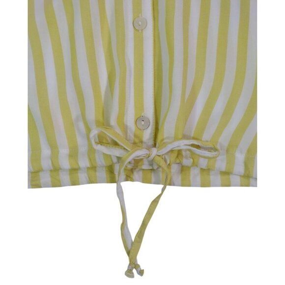Beachlunchlounge Womens Yellow & White Striped Short Sleeve Crop Top S. - Picture 7 of 9